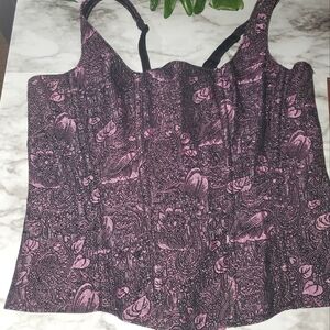 Corset Vest 38 NEW stunning pink and dark silver/ black